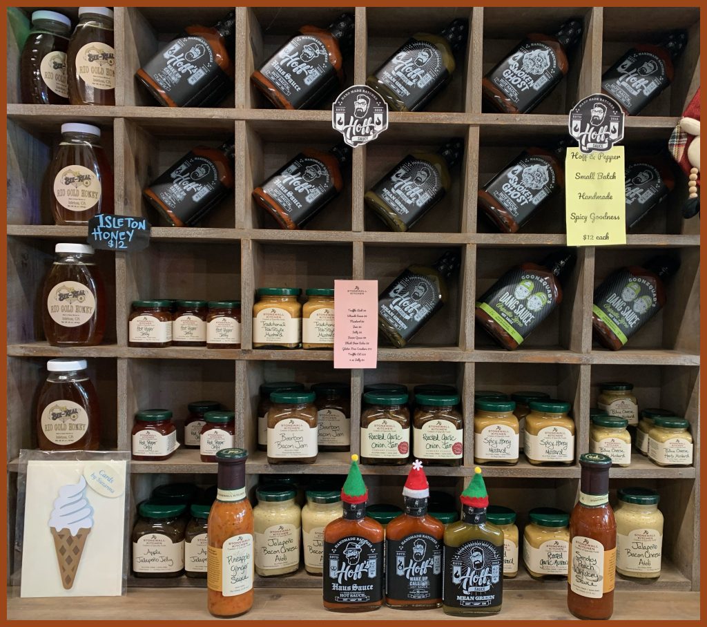 Check out our selection of Hoff & Pepper Hot Sauces and Stonewall Kitchen Jams and Sauces. Any would make a great Stocking Stuffer, or Present.