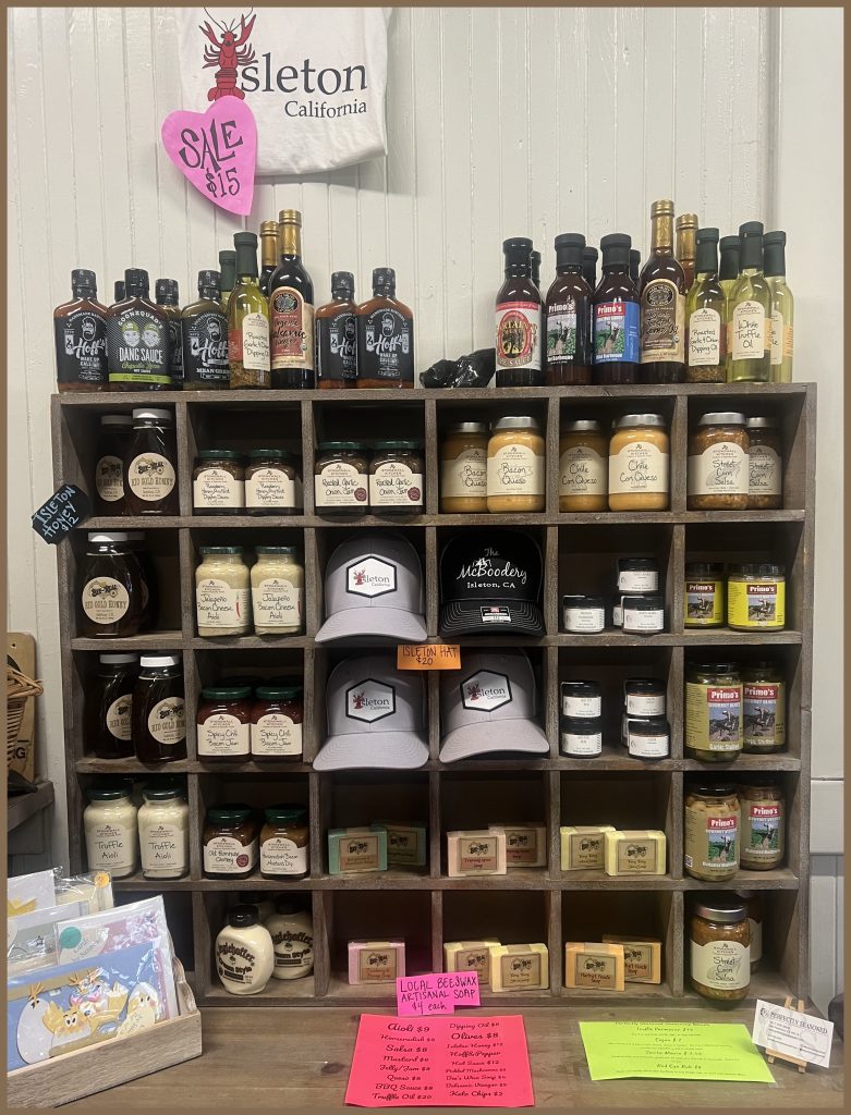Unique Gifts Available! LOCAL BBQ Sauces, Mustards, Olives and Marinate Mushrooms from Primo's Gourmet Food; Bee Real Local Isleton Honey; Stonewall Kitchen Jams, Aiolis, Grilling Sauces, Quesos, Olives & Dipping Oils and Vinegars; and Hoff and Pepper Hot Sauces and BBQ Sauce. 