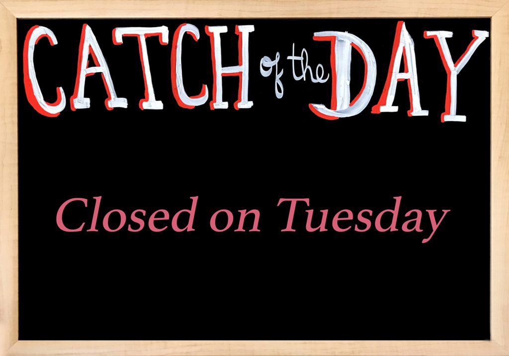 Closed on Tuesday. Catch a Fish on your "McBoodery Fishing License" when you visit us on Wednesday!