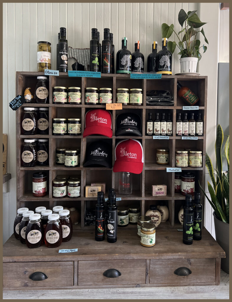Unique Gifts Available! We are Happy to Support Small Family Owned and Operated Businesses making Delicious Small Batch Goods! We hope you love these as much as we do! Calivirgin Extra Virgin Olive Oil; Mustards, Jams & Jelly from Carol Hall’s Kitchen; Olive Oils, Balsamic Glazes, Marinated Olives, Masala Simmer Sauces, and Salsa from Sutter Buttes; Bee Real Local Isleton Honey & Soap; Toscano Hot Sauce; and Lodi Olive Oil Company Extra Virgin Olive Oil. Stop by to check them out soon @the_mcboodery. Come find Something Delicious for Lunch and Something to Take Home! 