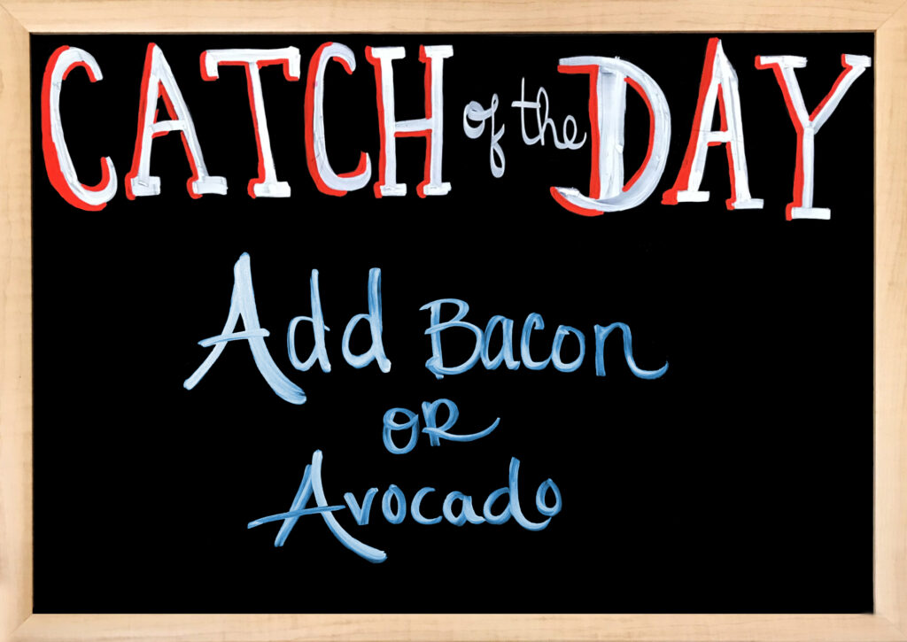 Catch a Fish on your "McBoodery Fishing License" Today when you add Bacon or Avocado to your sandwich.